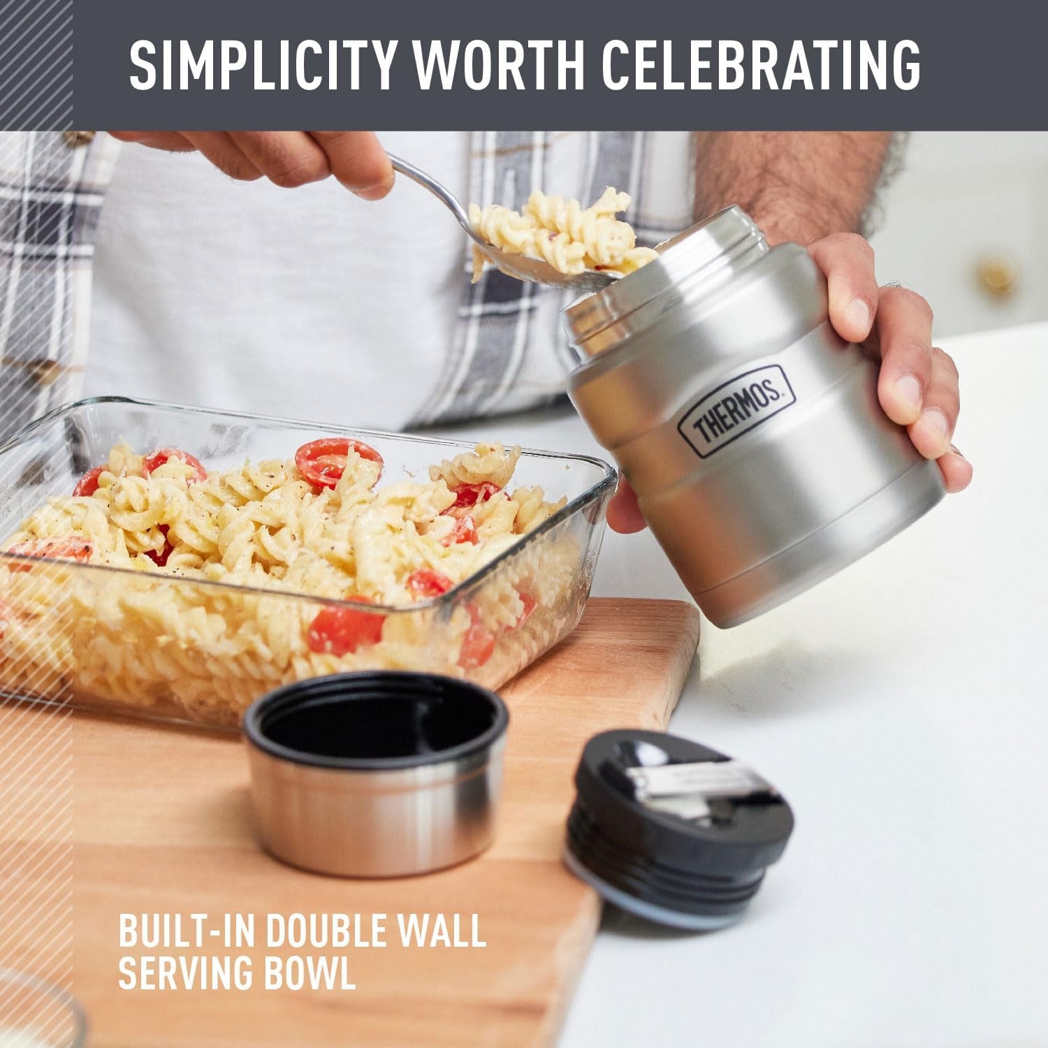 Stainless King Vacuum-Insulated Food Jar with Spoon, 16 Ounce, Matte Stainless Steel