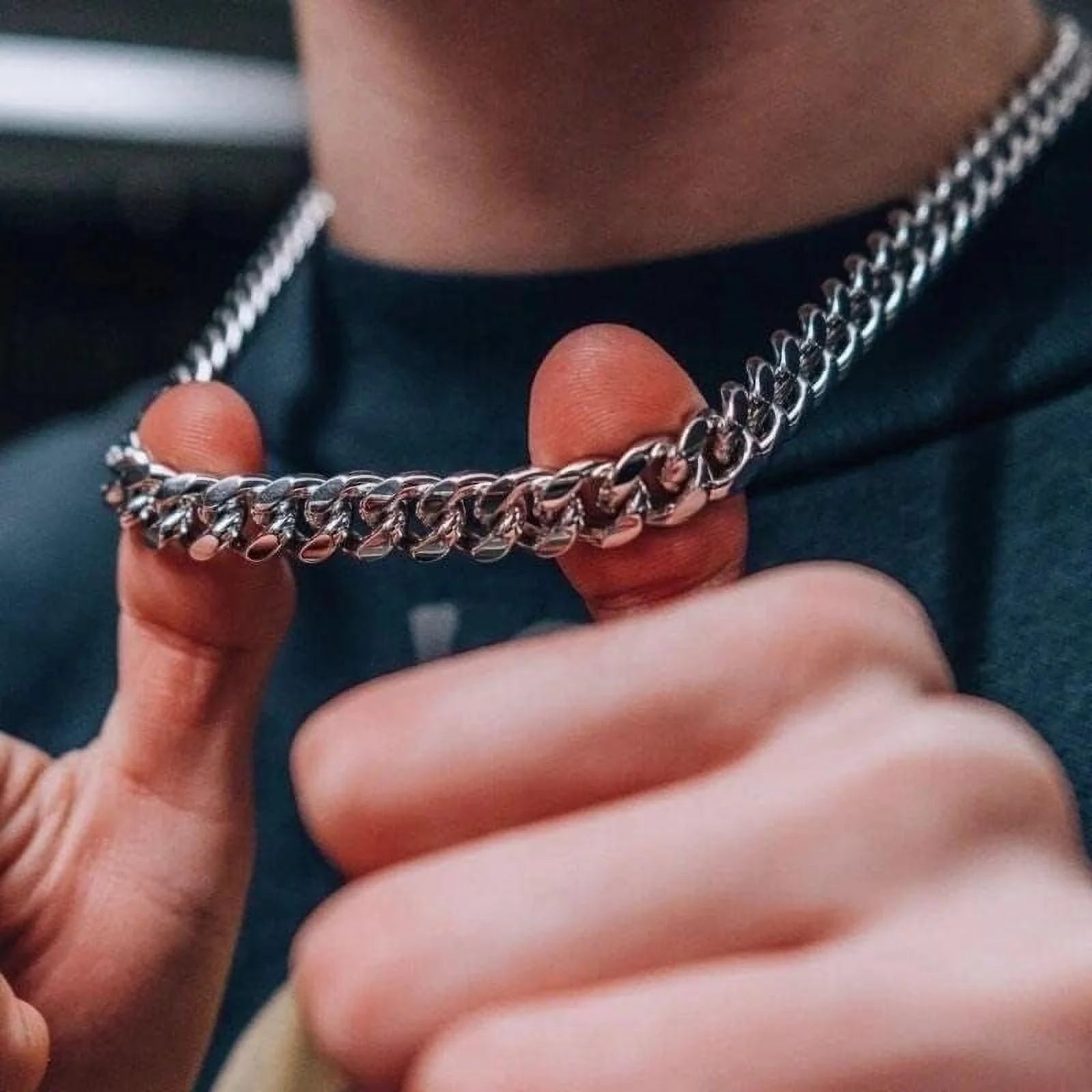 Cuban Chain Men 925 Sterling Silver Plated 20'' Link Chain,Sterling Silver Link Necklace for Men